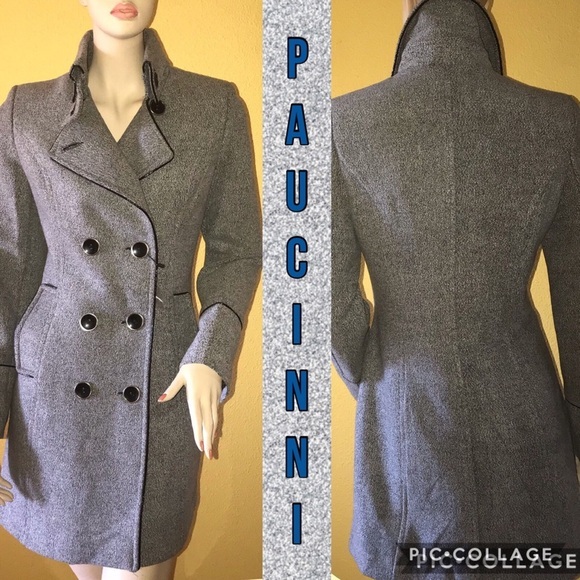 New‎ Double-Breasted Tweed Grey Coat by PAUCINNI - Picture 1 of 8